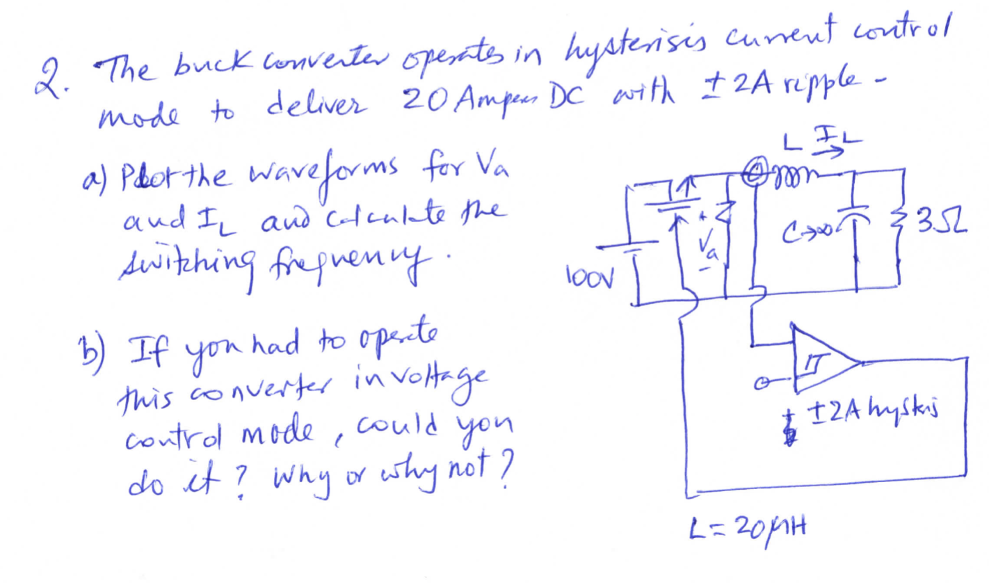 The buck converter operates in hysteresis current