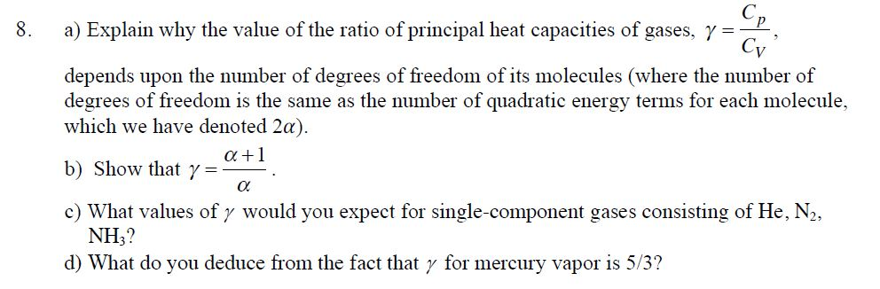 Solved CP CT 8, a) Explain why the value of the ratio of | Chegg.com