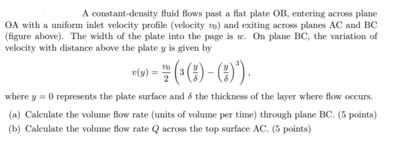 Solved A Constant-density Fluid Flows Past A Flat Plate OB, | Chegg.com