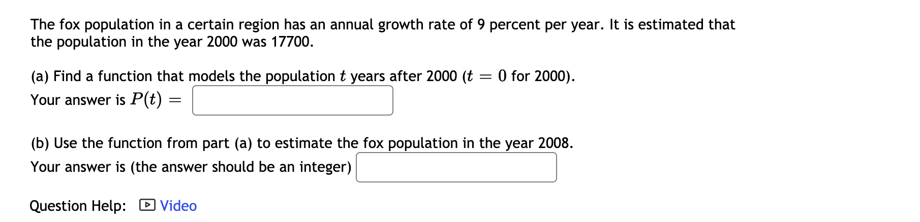 Solved The fox population in a certain region has an annual | Chegg.com