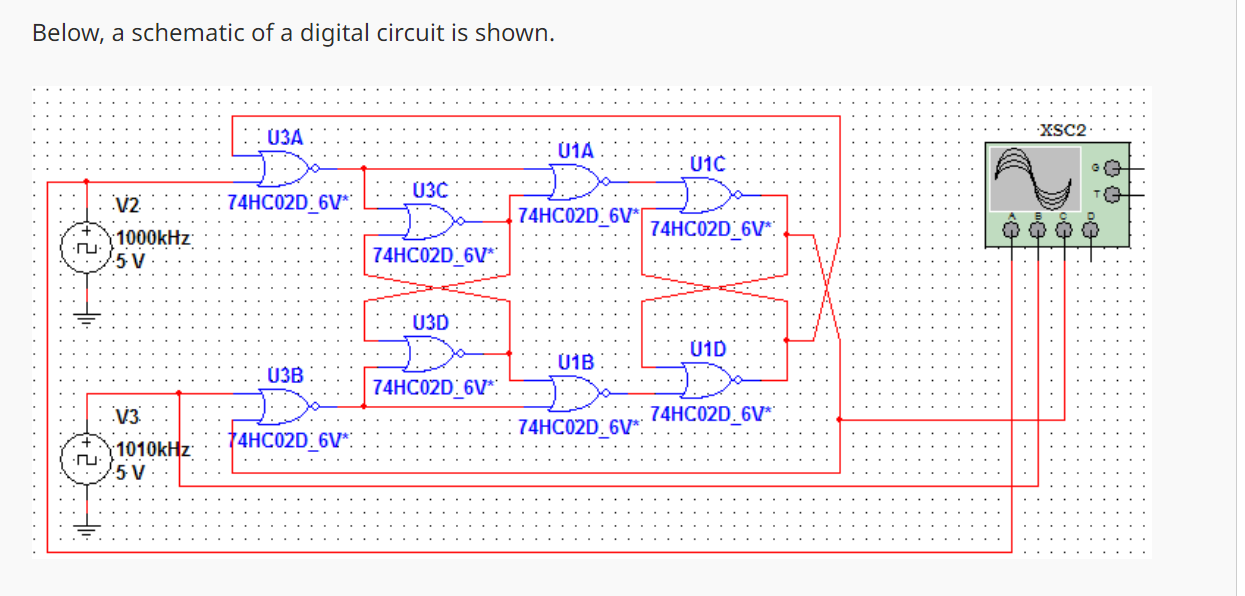 Solved Below, a schematic of a digital circuit is | Chegg.com