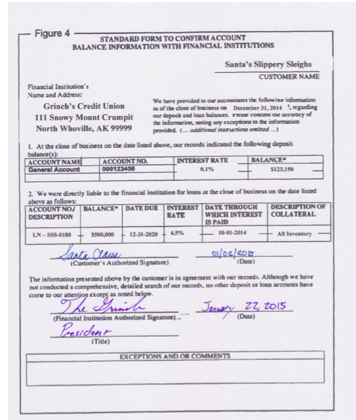 Figure 4 STANDARD FORM TO CONFIRM ACCOUNT BALANCE