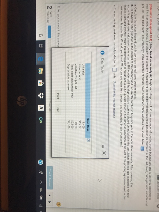 Solved Related To Checkpoint 13.4) (Using Break-even | Chegg.com