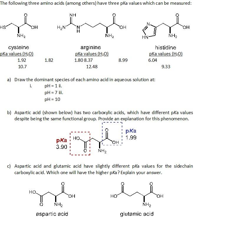 Solved a) Draw the dominant species of each amino acid in | Chegg.com