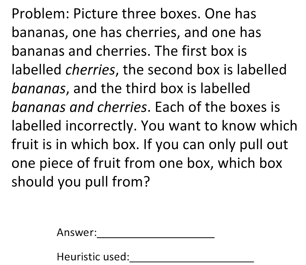 Solved Problem: Picture three boxes. One has bananas, one | Chegg.com