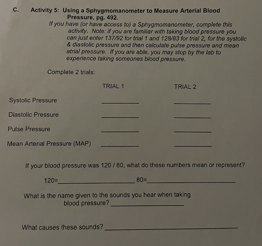 Solved C. Activity 5 Using a Sphygmomanometer to Measure