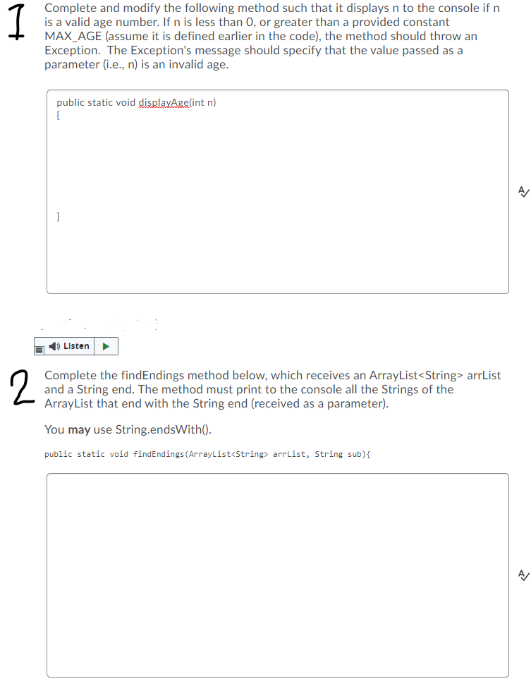Solved I Complete and modify the following method such that | Chegg.com