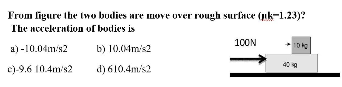 Solved From figure the two bodies are move over rough | Chegg.com