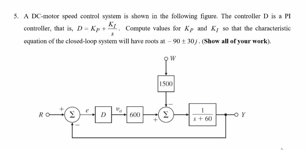 Solved 5. A DC-motor speed control system is shown in the | Chegg.com