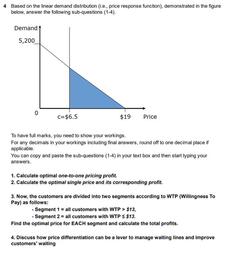 Solved 4 Based on the linear demand distribution (i.e.,