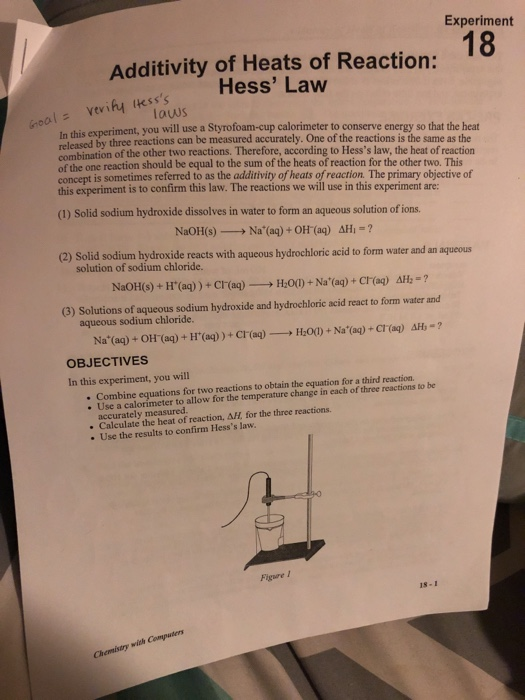 Solved Additivity of Heats of Reaction Hess's Law