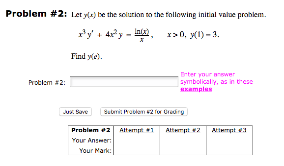 Find Y Math Problem Solved Problem #2: Let y(x) be the solution to the following | Chegg.com