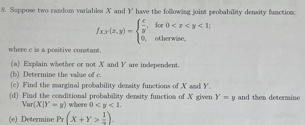 Solved 8 Suppose Two Random Variables X And Y Have The 4571