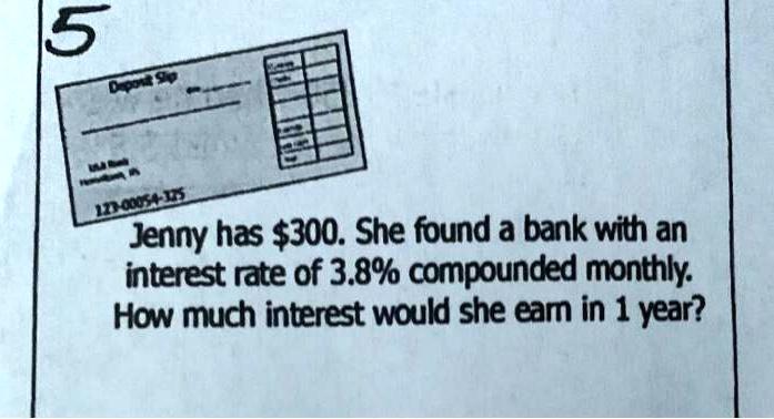 Solved 5 Deports w 271 00054-1935 Jenny has $300. She found | Chegg.com