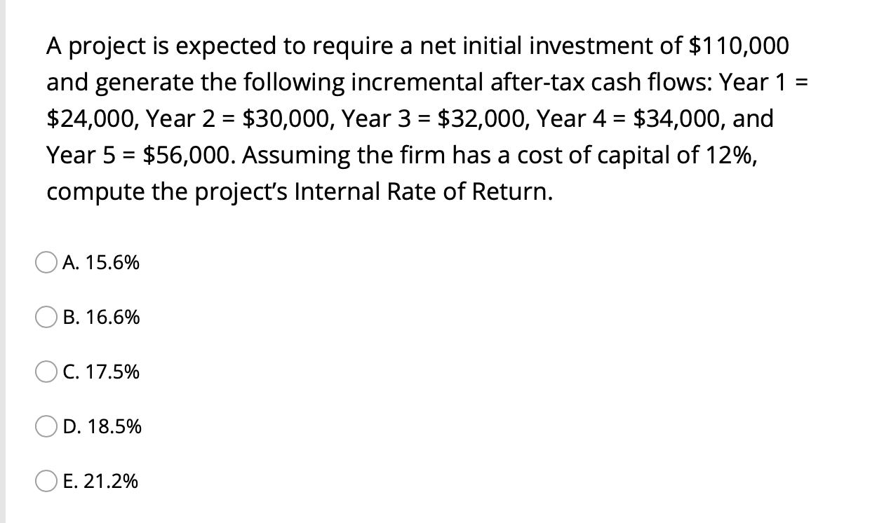 Solved A project is expected to require a net initial | Chegg.com