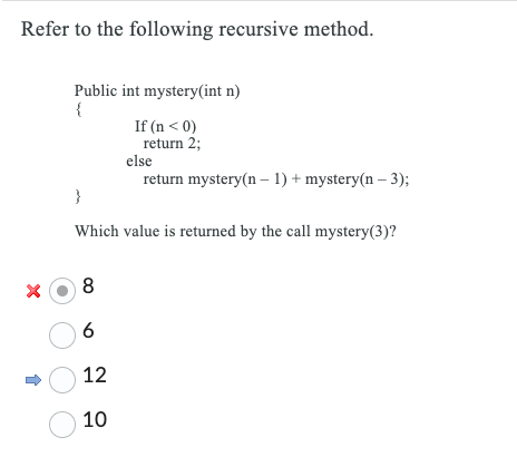 Solved Refer To The Following Recursive Method. Public Int | Chegg.com