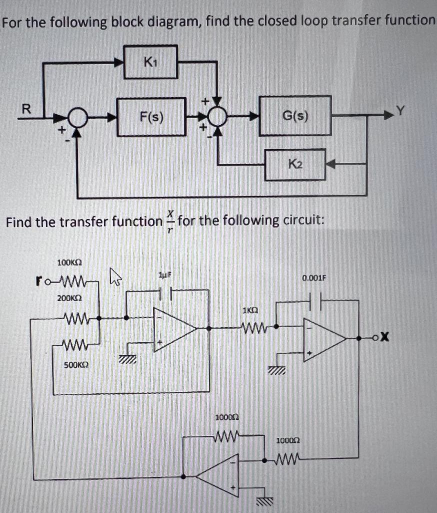 Solved For the following block diagram, find the closed loop | Chegg.com 