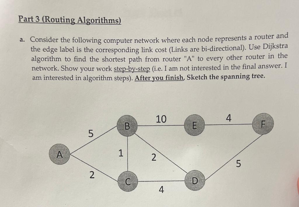 Solved A. Consider The Following Computer Network Where Each | Chegg.com