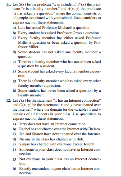 Solved 11. Let S(x) be the predicate 