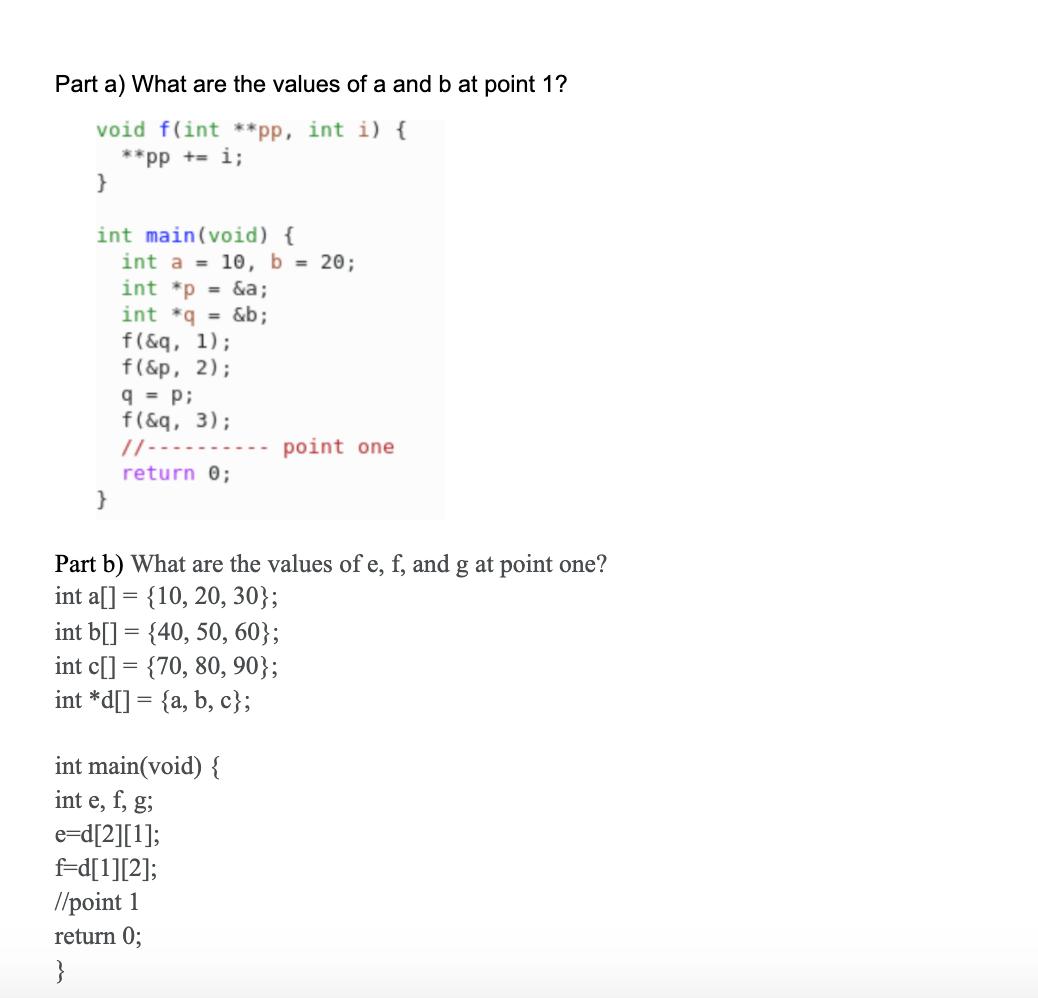 Part A What Are The Values Of A And B At Point 1 Chegg Com