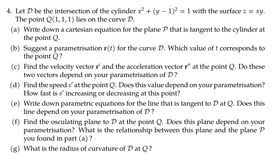Solved 4. Let D be the intersection of the cylinder | Chegg.com