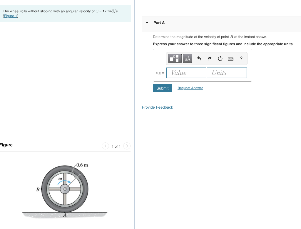 Solved The wheel rolls without slipping with an angular | Chegg.com