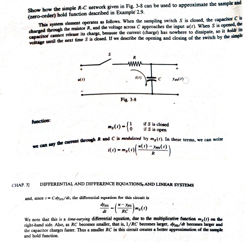 Solved Show how the simple R-C network given in Fig. 3-8 can | Chegg.com