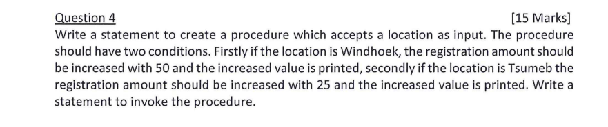 Solved Question 4 [15 Marks] Write a statement to create a | Chegg.com