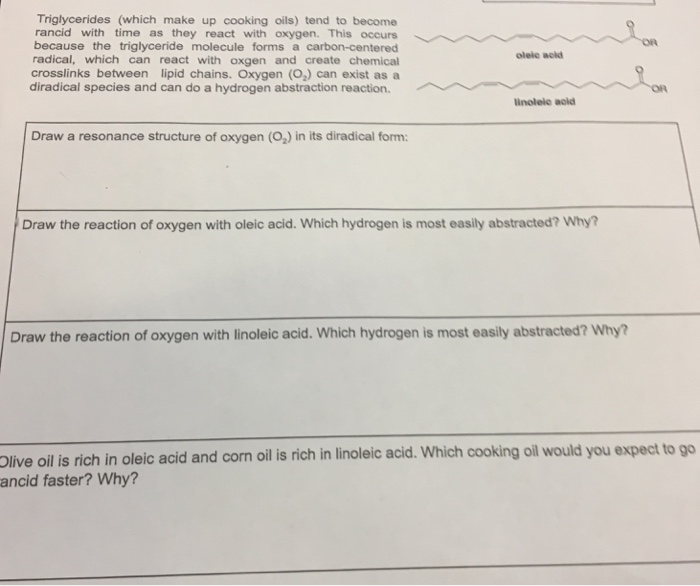 Solved Triglycerides (which make up cooking oils) tend to | Chegg.com