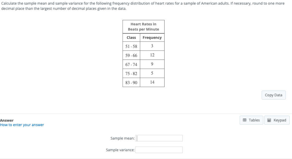 Solved Calculate the sample mean and sample variance for the | Chegg.com
