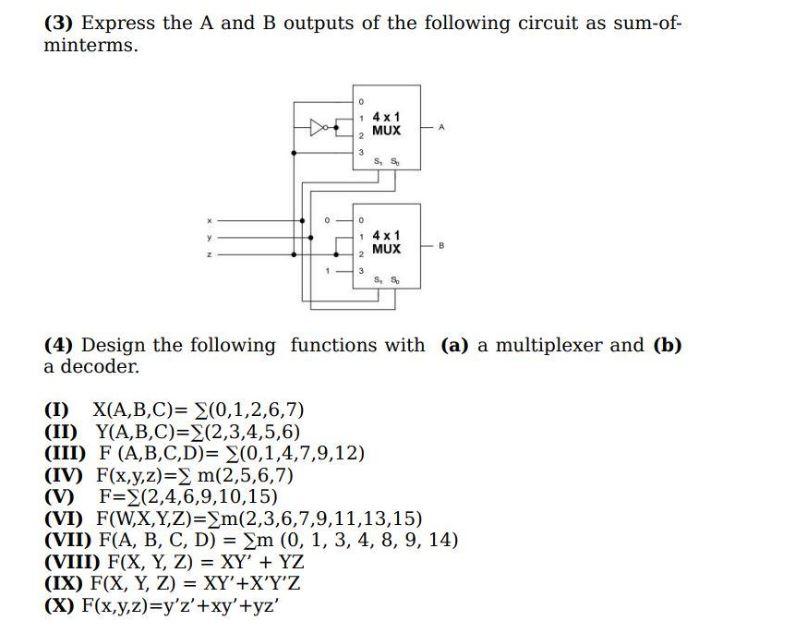Solved (3) Express the A and B outputs of the following | Chegg.com