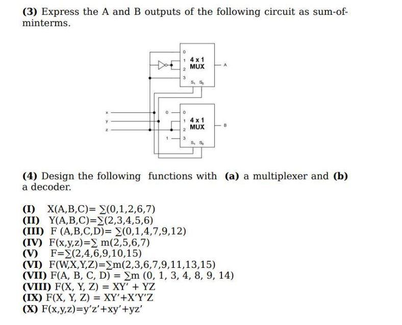 Solved (3) Express The A And B Outputs Of The Following | Chegg.com