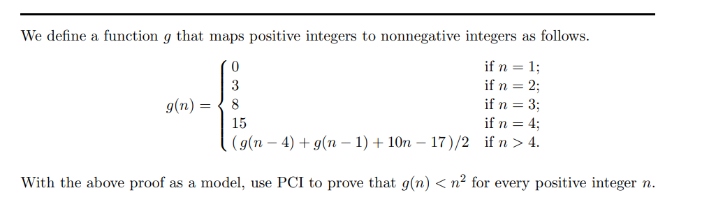 Solved We define a function g that maps positive integers to | Chegg.com