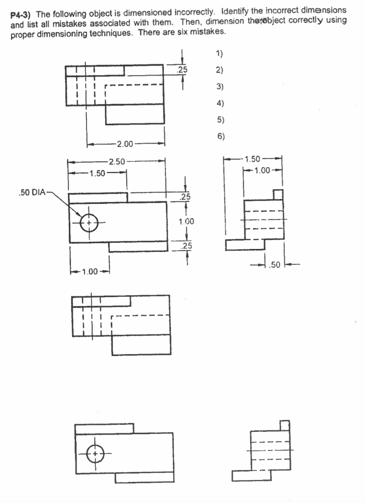 Solved P4-3) The following object is dimensioned | Chegg.com