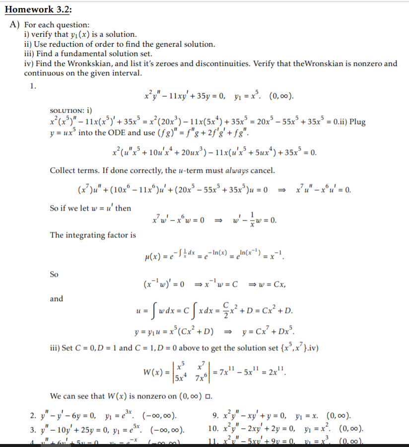 Solved Homework 3.2: A) For each question: i) verify that | Chegg.com