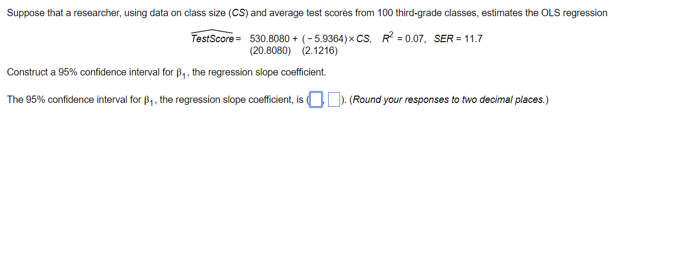 Solved Construct a 95% ﻿confidence interval for β1, ﻿the | Chegg.com