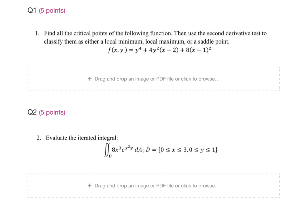 Solved Q1 (5 points) 1. Find all the critical points of the | Chegg.com