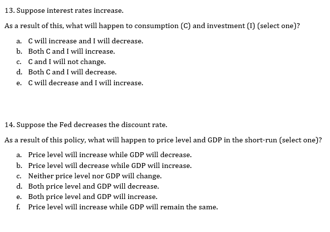 Solved 13. Suppose interest rates increase. As a result of | Chegg.com