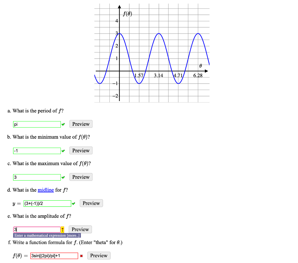 Solved how do I find the amplitude why is it not 4? | Chegg.com