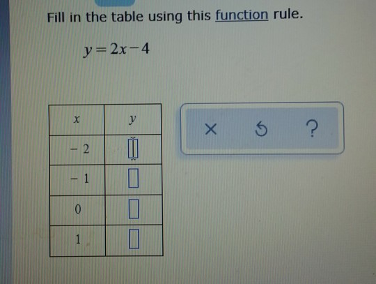 Solved Fill In The Table Using This Function Rule Y 2x 4 X Chegg Com