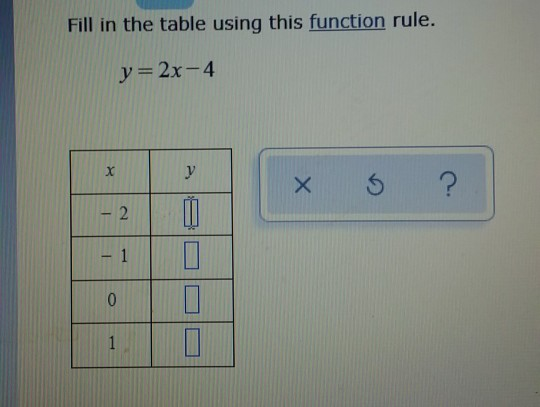 Fill In The Table Using This Function Rule Y 2x 4 X Chegg Com