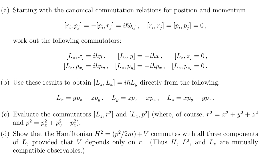 (a) Starting With The Canonical Commutation Relations | Chegg.com