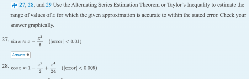 Solved n 27, 28, and 29 Use the Alternating Series | Chegg.com