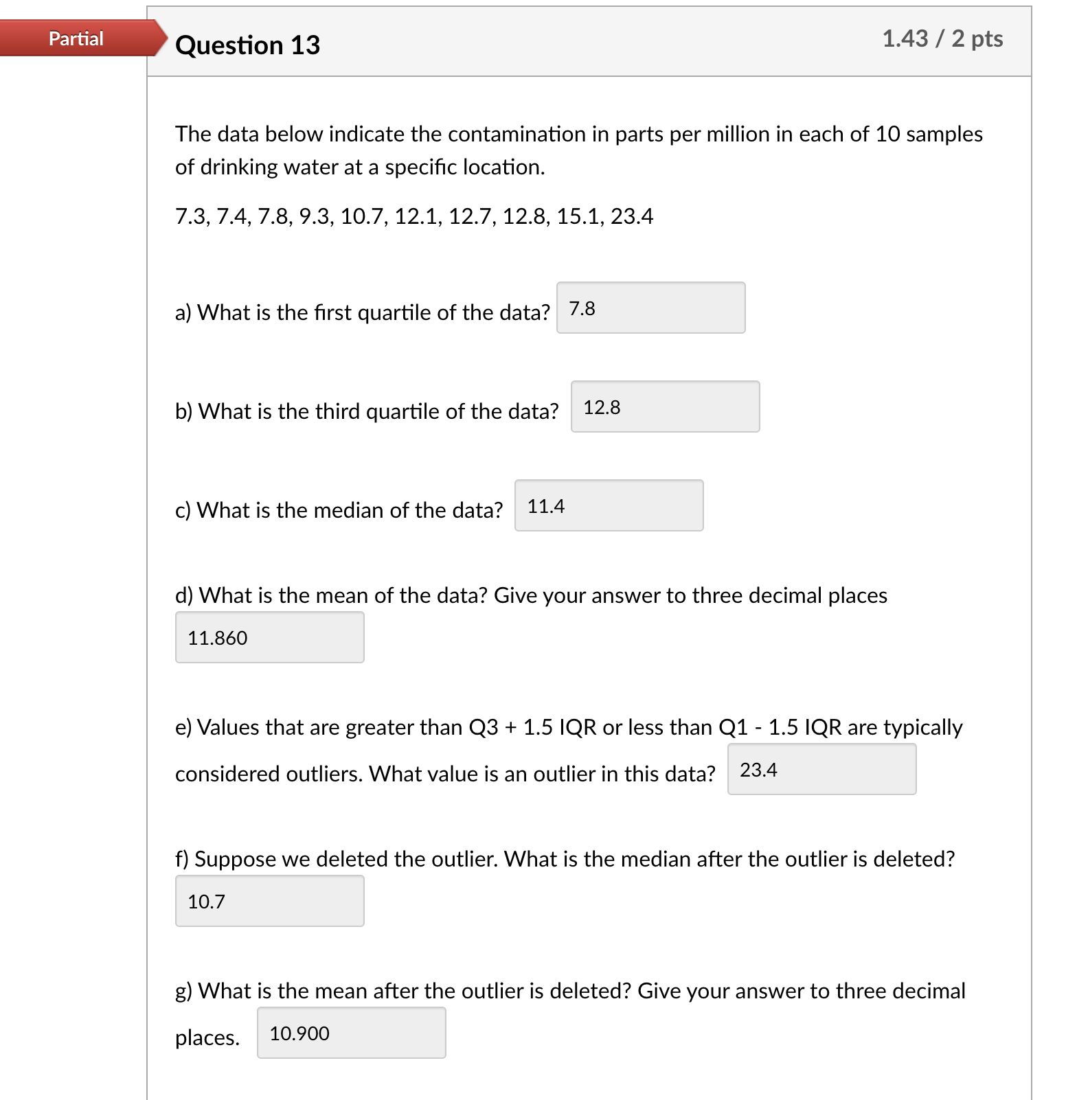 Solved The data below indicate the contamination in parts | Chegg.com