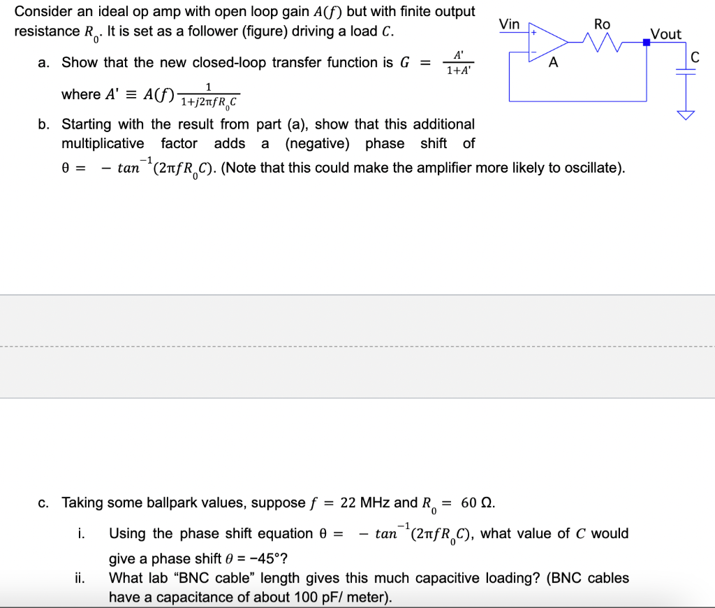 Solved Consider an ideal op amp with open loop gain A(f) but | Chegg.com