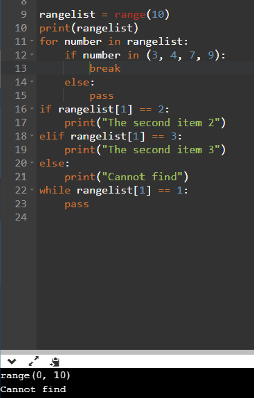 Range List Example Solved 13 15 '9 rangelist = range(10) 10 print(rangelist) 11 | Chegg.com