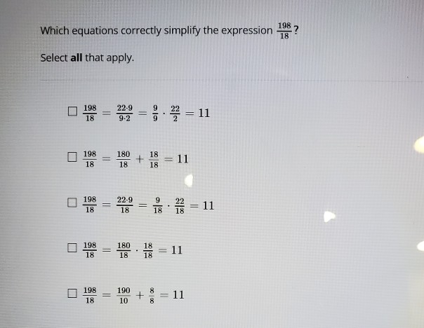 Solved Which equations correctly simplify the expression | Chegg.com
