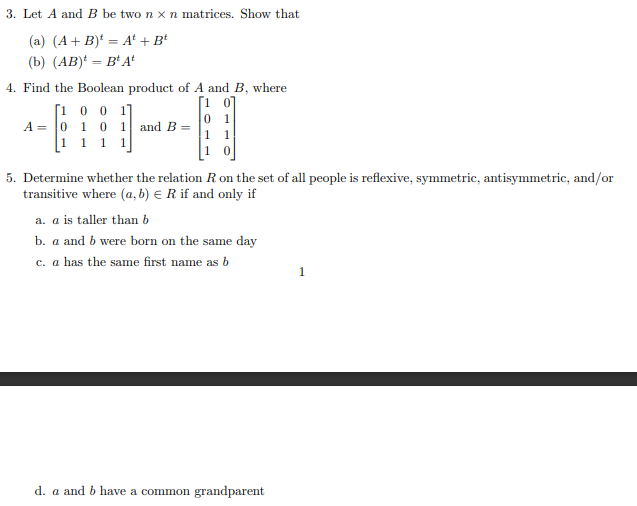 3. Let A And B Be Two N×n Matrices. Show That (a) | Chegg.com