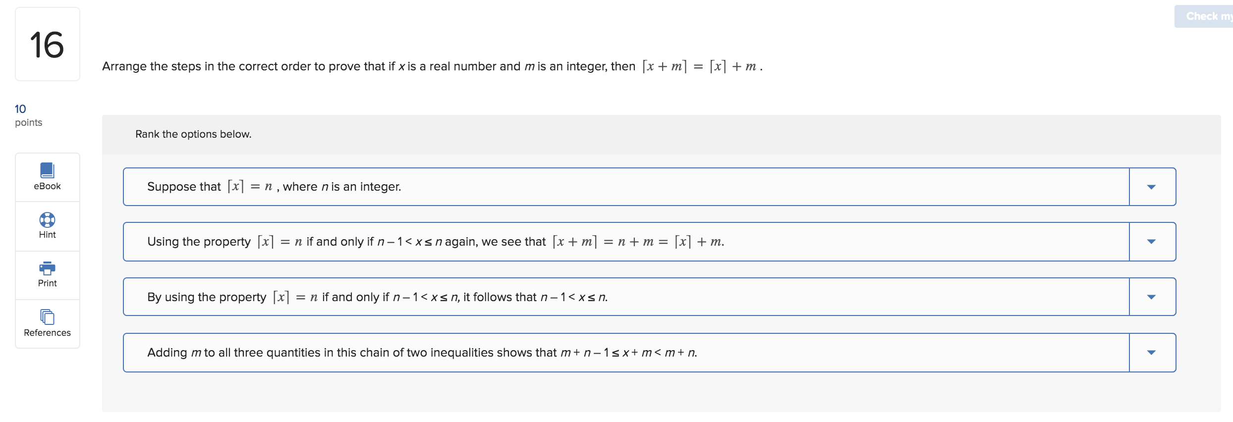 Solved Check my Arrange the steps in the correct order to | Chegg.com