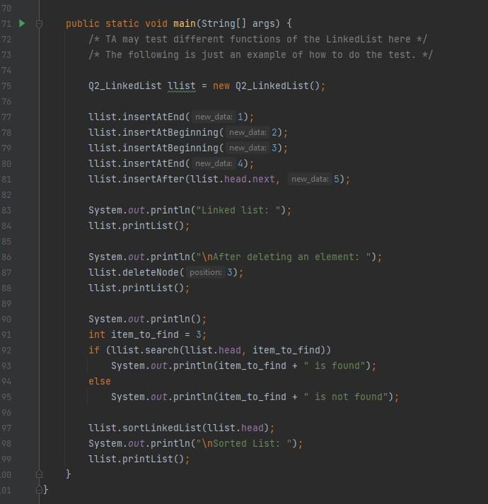 Solved Question 2 (00 marks) Use java to implement a data | Chegg.com